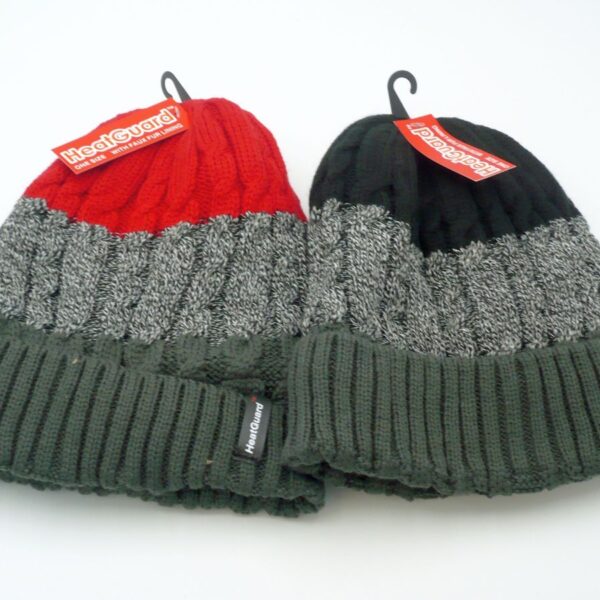 MENS STRIPED BEANIE HAT WITH THERMAL LINING