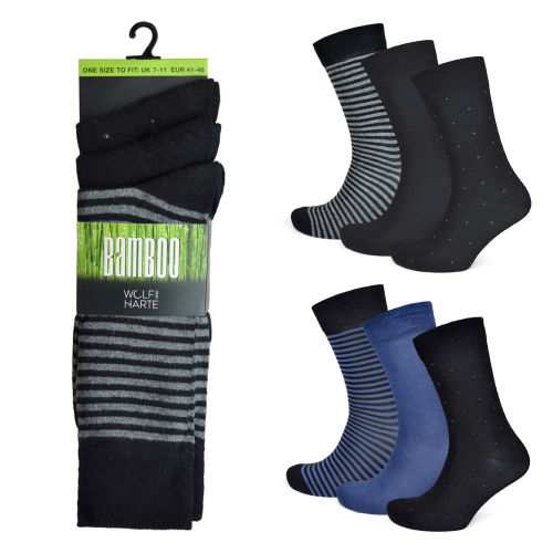 MENS 3 PACK BAMBOO NON ELASTIC DESIGN SOCKS