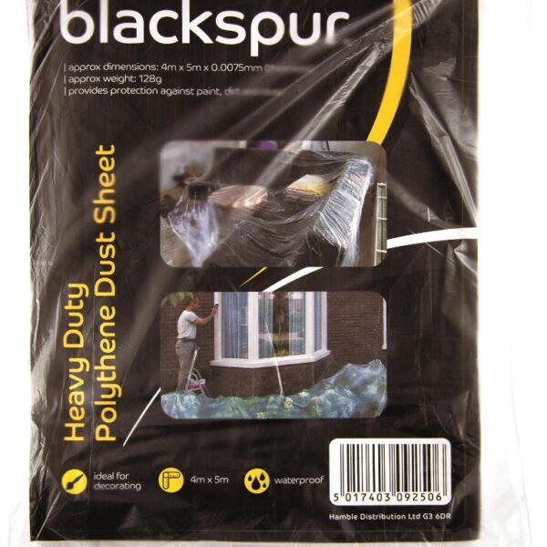 BLACKSPUR 4M X 5M X 0.0075MM POLYTHENE DUST SHEET