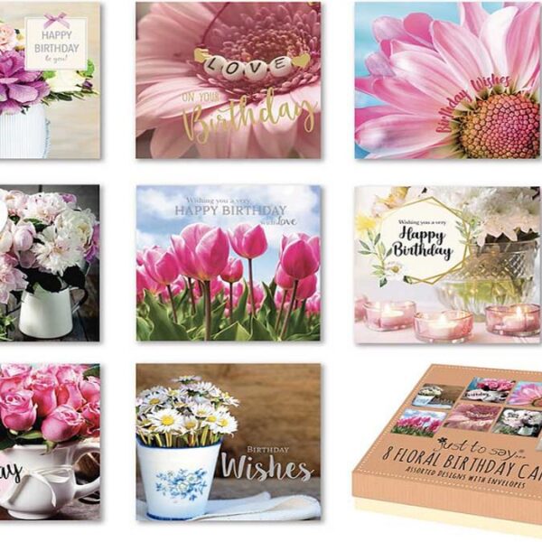 8 ADULT FLORAL BIRTHDAY CARDS